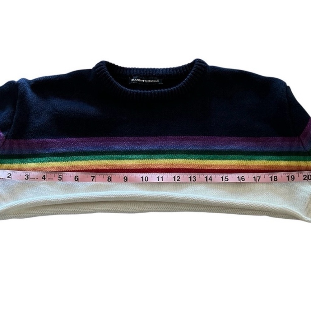 Brandy Melville Rainbow Stripe Cropped Knit Sweater - Picture 10 of 12